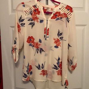 Ivory floral blouse. Size S.